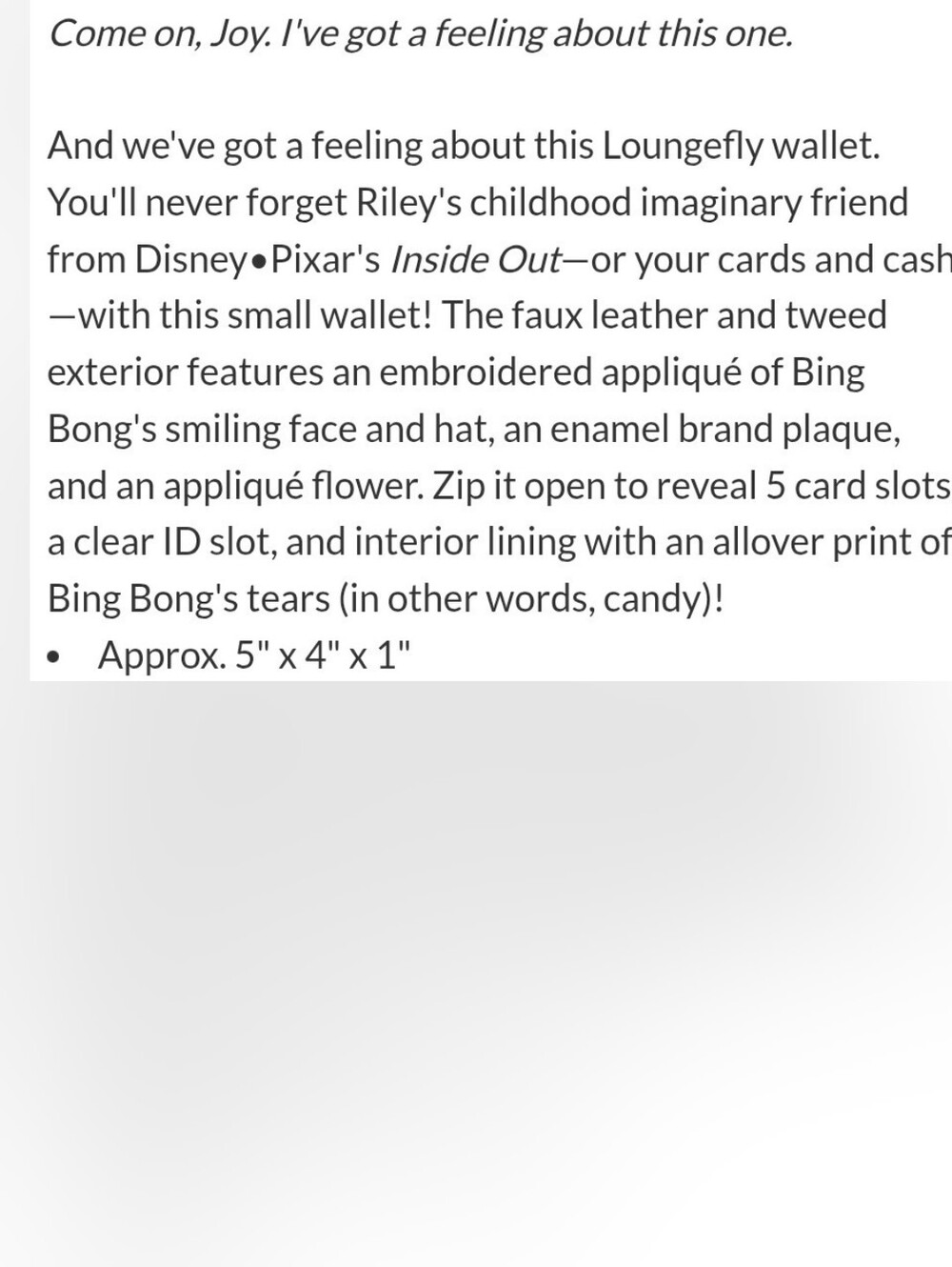 Loungefly Pink and Purple Bing Bong Kids Wallet - Picture 3 of 6